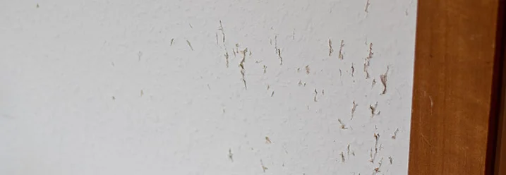Beschädigte weiße Raufasertapete