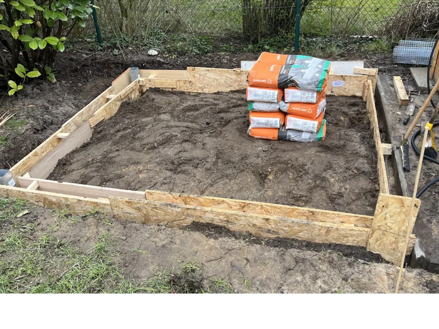 Fundament eines Gartenhauses