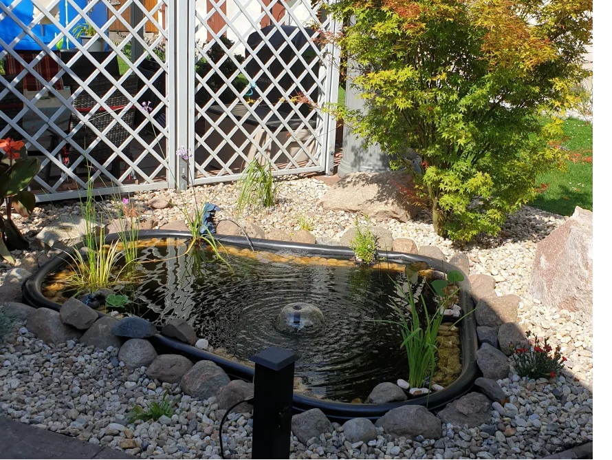 Kleiner Teich mit Springbrunnen