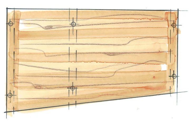 Skizze eines Holzrahmens