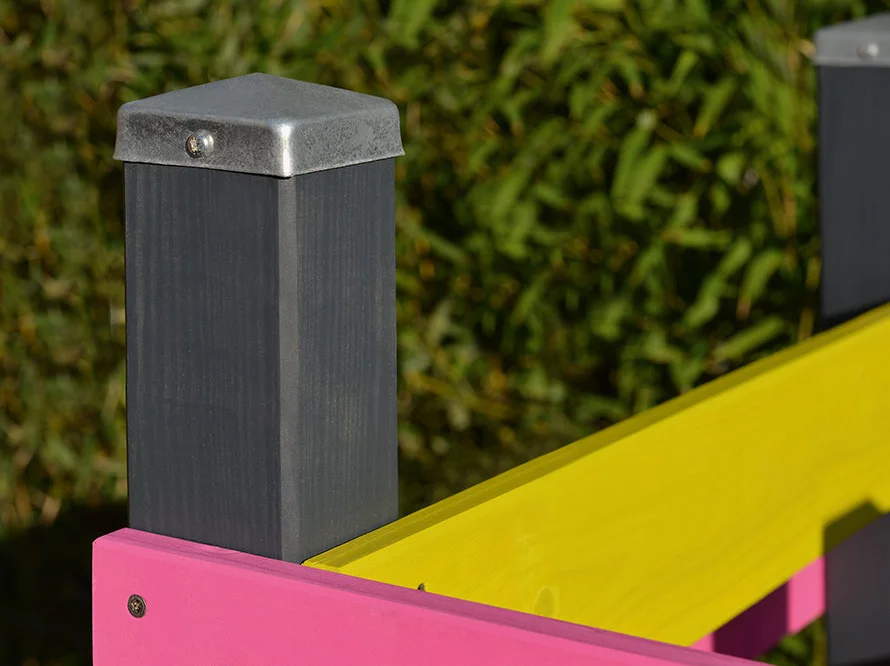 Bunte Holzbalken
