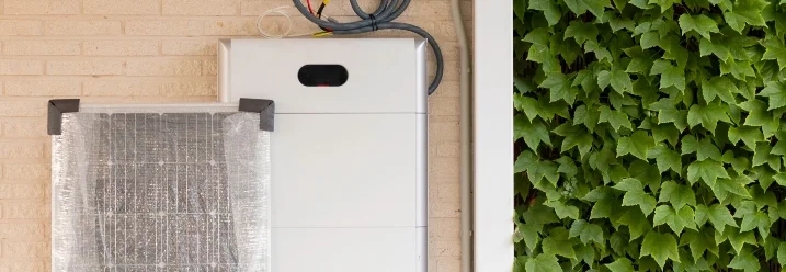 Solaranlage mit Wechselrichter an Hauswand