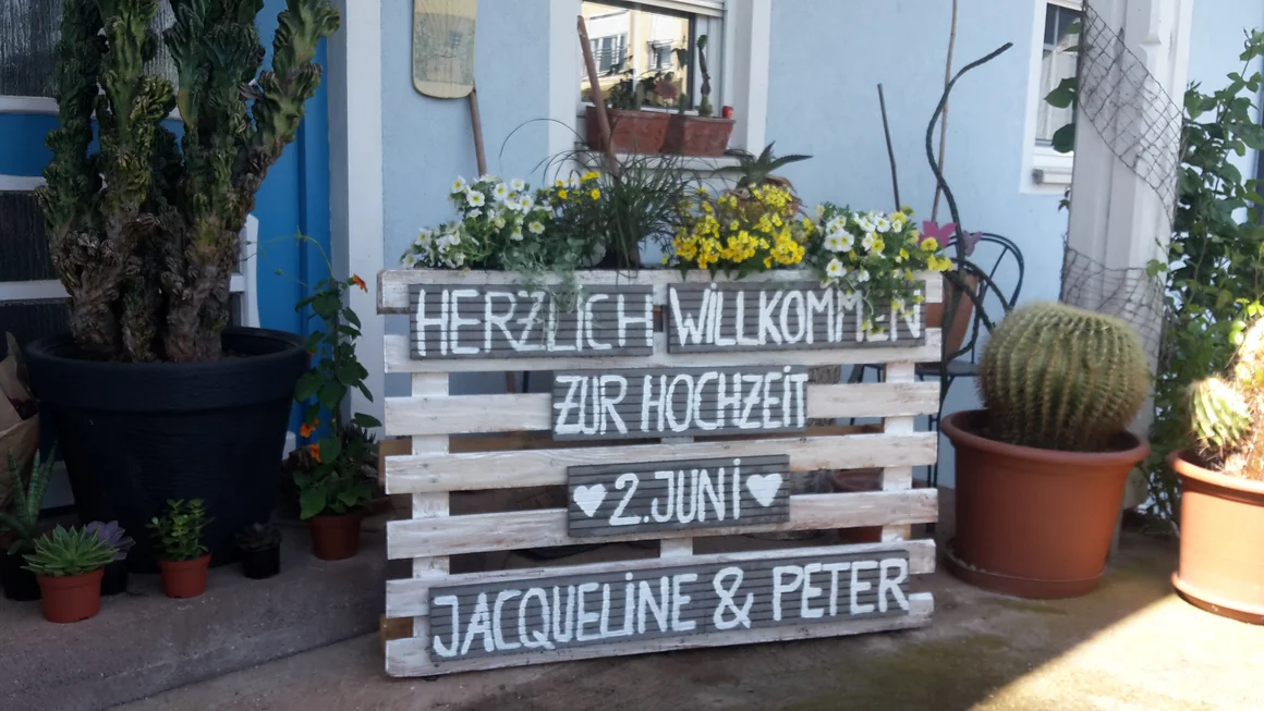 Willkommensschild zur Hochzeit