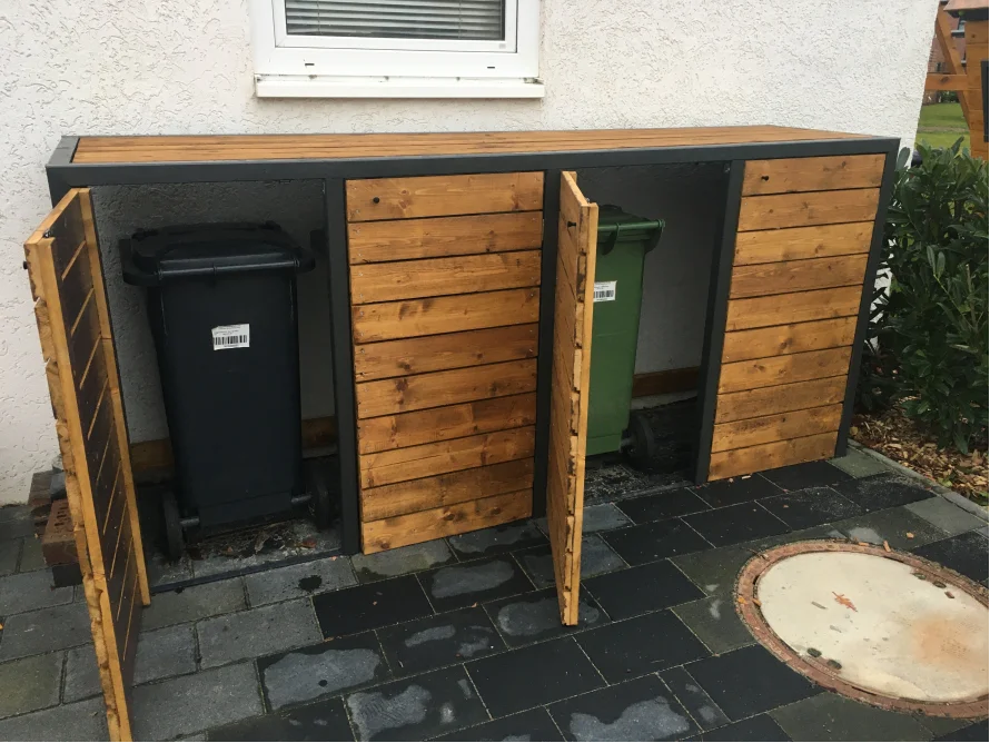 Holzverkleidung für Mülltonnen