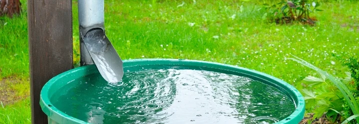 Regentonne sammelt Regenwasser
