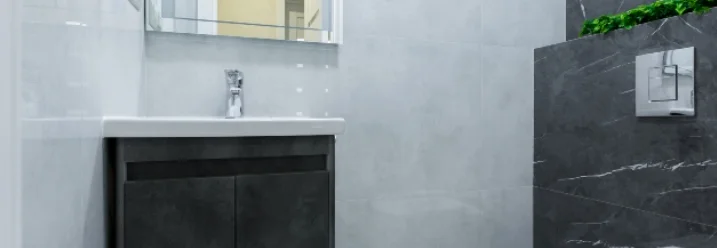 Modernes Badezimmer mit Waschbecken und Toilette