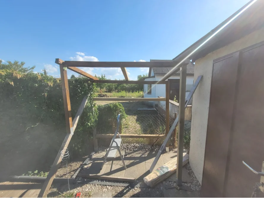 Holzgerüst für eine Überdachung