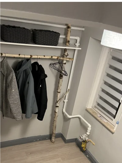 Garderobe mit Birkenstamm